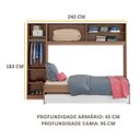 Ver imagem 4 de Bicama Solteiro com Colchão Incluso e Guarda-Roupa Multimóveis Avelã/Branco
