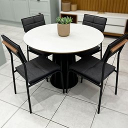 Mesa de Jantar 4 Lugares Redonda Mdf Base Ripada - 6