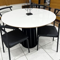Mesa de Jantar 4 Lugares Redonda Mdf Base Ripada - 5