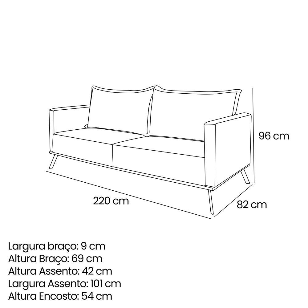 Sofá Zefir 3 Lugares 2,20 Boucle - Lucadi Home | MadeiraMadeira