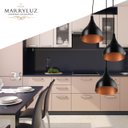 Ver imagem 2 de Lustre Pendente Aluminio Gota Triplo 21cm Preto com Cobre