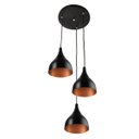 Ver imagem 1 de Lustre Pendente Aluminio Gota Triplo 21cm Preto com Cobre