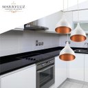 Ver imagem 2 de Lustre Pendente Aluminio Gota Triplo 21cm Branco com Cobre