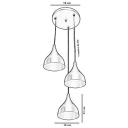 Lustre Pendente Aluminio Gota Triplo 21cm Vermelho - 4