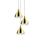 Ver imagem 3 de Lustre Pendente Aluminio Gota Triplo 21cm Dourado
