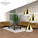 Ver imagem 2 de Lustre Pendente Aluminio Gota Triplo 21cm Dourado