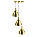 Ver imagem 1 de Lustre Pendente Aluminio Gota Triplo 21cm Dourado