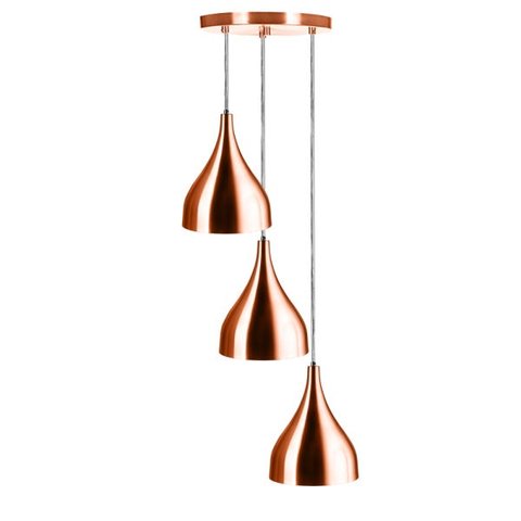 Lustre Pendente Aluminio Gota Triplo 21cm New Cobre