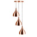 Ver imagem 1 de Lustre Pendente Aluminio Gota Triplo 21cm New Cobre