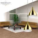 Ver imagem 2 de Lustre Pendente Aluminio Gota Duplo 21cm Dourado