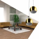 Ver imagem 2 de Lustre Pendente Aluminio Bola Duplo 15cm Dourado