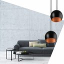 Ver imagem 2 de Lustre Pendente Aluminio Bola Duplo 15cm Preto/Cobre