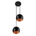 Ver imagem 1 de Lustre Pendente Aluminio Bola Duplo 15cm Preto/Cobre