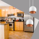Ver imagem 2 de Lustre Pendente Aluminio Bola Duplo 15cm Branco/Cobre