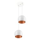 Ver imagem 1 de Lustre Pendente Aluminio Bola Duplo 15cm Branco/Cobre