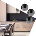 Ver imagem 2 de Lustre Pendente Aluminio Bola Triplo 15cm Preto