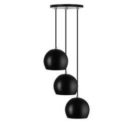 Lustre Pendente Aluminio Bola Triplo 15cm Preto/Cobre - 3