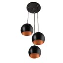 Ver imagem 1 de Lustre Pendente Aluminio Bola Triplo 15cm Preto/Cobre