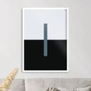 Ver imagem 1 de Quadro Minimalista Abstrato Azul Petróleo e Preto 33x24cm:moldura Branca