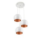 Ver imagem 1 de Lustre Pendente Aluminio Bola Triplo 15cm Branco/Cobre