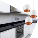 Ver imagem 2 de Lustre Pendente Aluminio Bola Triplo 15cm Branco/Cobre