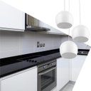 Ver imagem 2 de Lustre Pendente Aluminio Bola Triplo 15cm Branco
