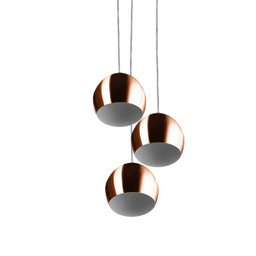 Lustre Pendente Aluminio Bola Triplo 15cm New Cobre - 3 Lustre Pendente Aluminio Bola Triplo 15cm New Cobre - 3