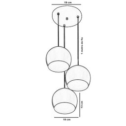 Lustre Pendente Aluminio Bola Triplo 15cm New Cobre - 4 Lustre Pendente Aluminio Bola Triplo 15cm New Cobre - 4