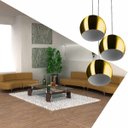 Ver imagem 2 de Lustre Pendente Aluminio Bola Triplo 15cm Dourado