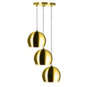 Ver imagem 1 de Lustre Pendente Aluminio Bola Triplo 15cm Dourado