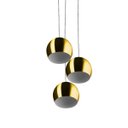 Ver imagem 3 de Lustre Pendente Aluminio Bola Triplo 15cm Dourado