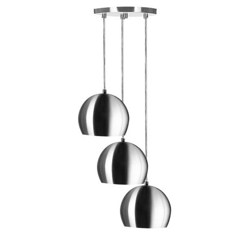 Lustre Pendente Aluminio Bola Triplo 15cm Escovado