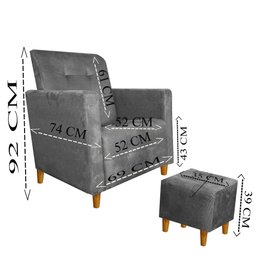 Poltrona Amamentação Gaby Pés Palito + Puff Capuccino - 4