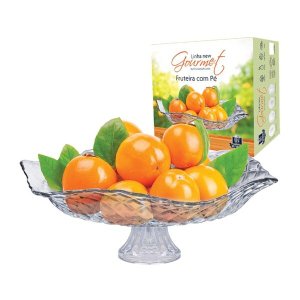 SALADEIRA E FRUTEIRA DE VIDRO GOURMET COM PÉ 32CM