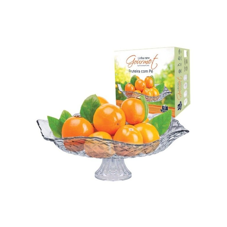 SALADEIRA E FRUTEIRA DE VIDRO GOURMET COM PÉ 32CM