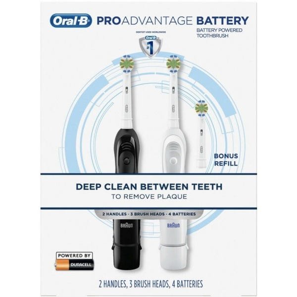 Escova Elétrica Oral-B ProAdvantage Deep Clean Battery Toothbrush pack com 2 - 1