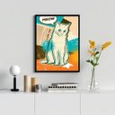 Ver imagem 2 de Quadro Decorativo Arte Gato Pop Art 33x24cm - com Vidro:madeira Branca