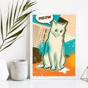 Ver imagem 1 de Quadro Decorativo Arte Gato Pop Art 33x24cm - com Vidro:madeira Branca