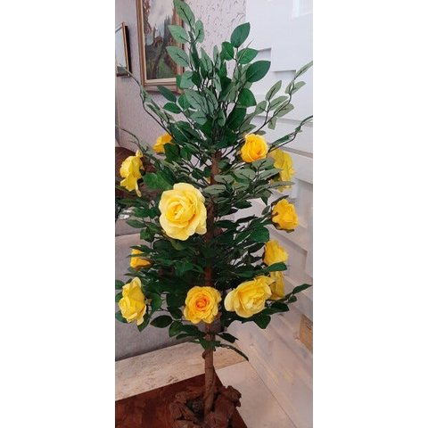 Planta Artificial Roseira Chilena Amarela 1,30 metros de altura