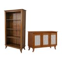 Ver imagem 1 de Kit Buffet Aparador Deltan 3 Portas Tela com Telinha Rattan e Cristaleira Luiz Xv para Sala - Castan