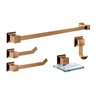 Kit de Banheiro 5 Peças em Aço Inox com Vidro Incolor Rose Gold - Ducon - 1