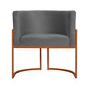 Ver imagem 4 de Kit 2 Poltrona Decorativa Luana Linho Cinza Base Bronze -fm
