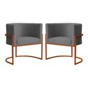 Ver imagem 1 de Kit 2 Poltrona Decorativa Luana Linho Cinza Base Bronze -fm