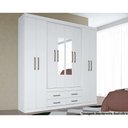Ver imagem 1 de Guarda Roupa Casal 8 Portas e 4 gavetas c/ Espelho Nápoles Branco - Santos Andirá