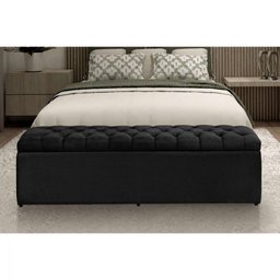 Baú Calçadeira Estofada Imperatriz 100 Cm Suede Preto - 4