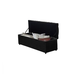 Baú Calçadeira Estofada Imperatriz 100 Cm Suede Preto - 2
