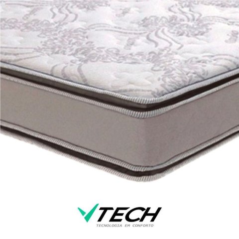 Cama Box com Baú Queen Bravus Pillow Top Molas Ensacadas Tecido Sintético Vtech
