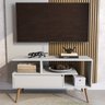 Rack Aparador Estante para Tv 55 Polegadas 50cmx90cm com Porta Nicho Prateleira Pés Palito Retro - 1