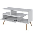 Ver imagem 4 de Rack Retrô para TV até 55 Polegadas MDF 90cm Pés em Madeira Maciça Aparador com Porta Nicho Pratelei
