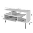 Ver imagem 3 de Rack Retrô para TV até 55 Polegadas MDF 90cm Pés em Madeira Maciça Aparador com Porta Nicho Pratelei